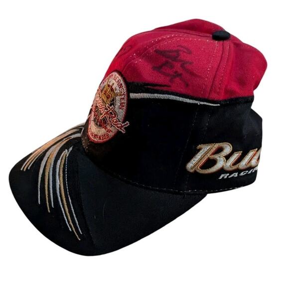 Vtg Budweiser Signed Kenny Bernstein Forever Red Tour Hat NHRA Drag Racing - Picture 4 of 11